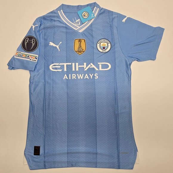 Haaland Manchester City Jersey #9 Blue 23/24 ManCity - Picture 3 of 12